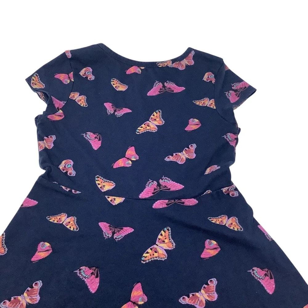 Wonder Nation Girls Short Sleeve Butterfly Print Dress M 7-8 Blue‎ Multicolor